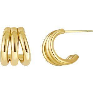 Women's Gold Knot Triple Hoop Earrings Chunky Statement Drop Nickle Free Jewelry